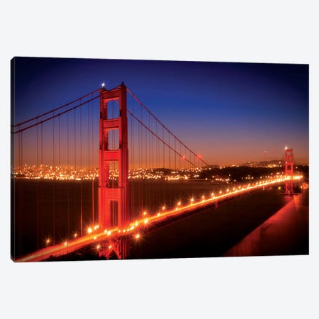 Evening Cityscape Of Golden Gate Bridge Canvas Print #MEV140} by Melanie Viola Canvas Art Print