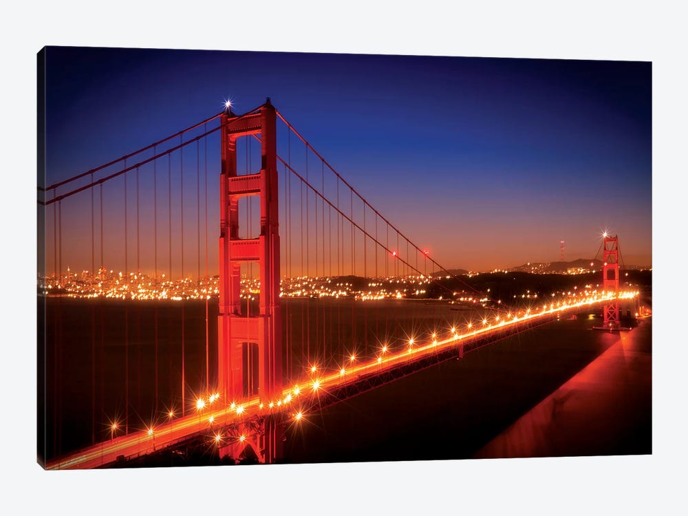Evening Cityscape Of Golden Gate Bridge by Melanie Viola 1-piece Art Print