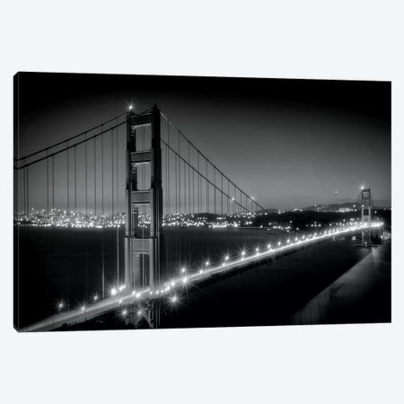 Evening Cityscape Of Golden Gate Bridge in Black And White Canvas Print #MEV141} by Melanie Viola Canvas Art Print