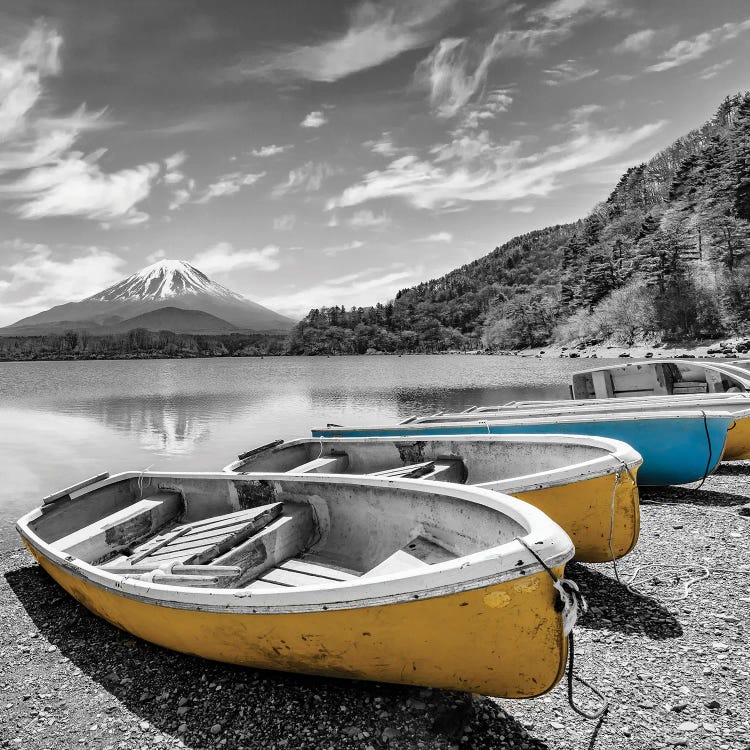 Picturesque Lake Shoji With Mount Fuji - Colorkey