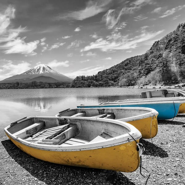 Mt.Fuji: Picturesque Lake Shoji With Mount Fuji - Colorkey by Melanie Viola