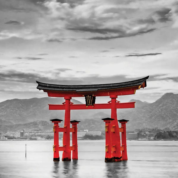 Buddhism: Torii Of Itsukushima Shrine On Miyajima - Colorkey by Melanie Viola