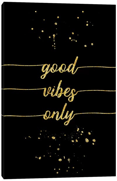 Gold Good Vibes Only Canvas Art Print