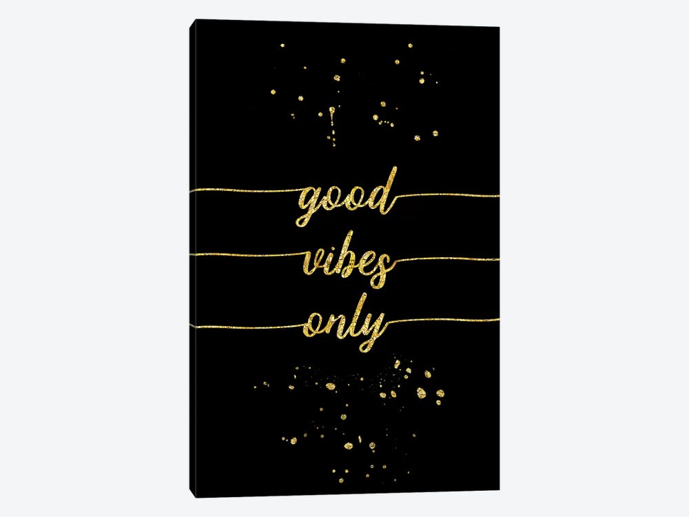 Gold Good Vibes Only by Melanie Viola 1-piece Canvas Print
