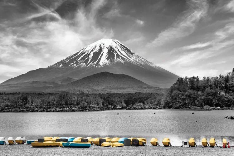 Idyllic Lake Shoji With Majestic Mount Fuji In Colorkey