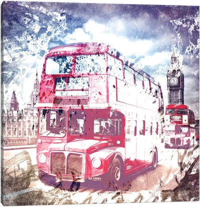 London Red Buses On Westminster Bridge Canvas Art Print - Melanie Viola