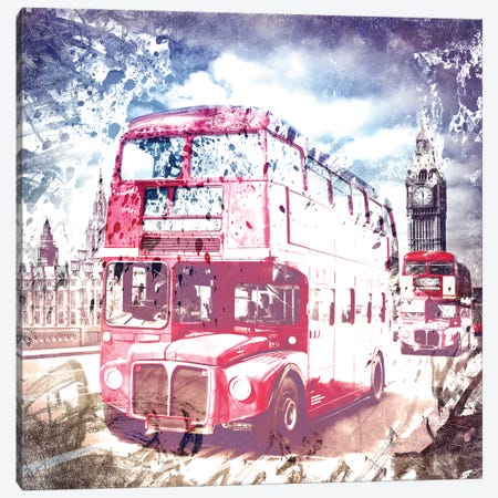 London Red Buses On Westminster Bridge Canvas Print #MEV14} by Melanie Viola Canvas Wall Art