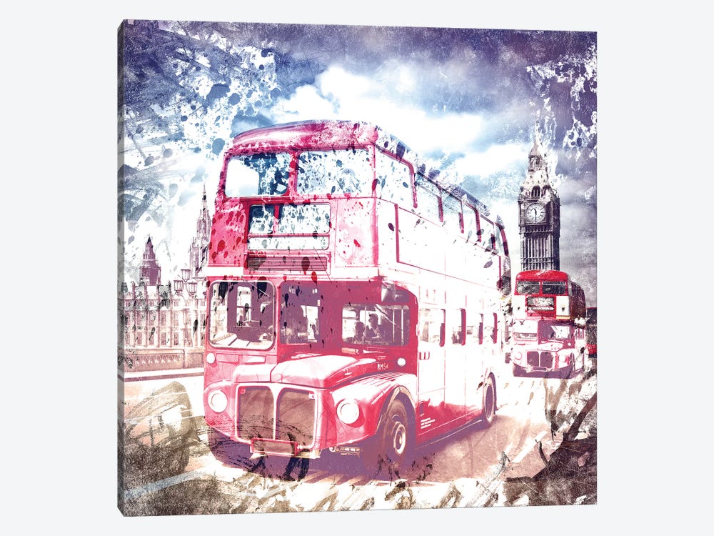 London Red Buses On Westminster Bridge by Melanie Viola 1-piece Canvas Art Print