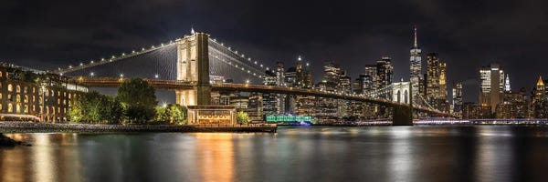 New York City Skylines: Magnificent NYC Skyline From The Waterfront In Brooklyn - Panoramic by Melanie Viola