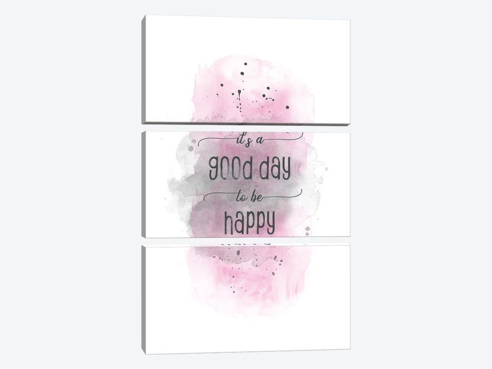 It Is A Good Day To Be Happy Pink by Melanie Viola 3-piece Canvas Art