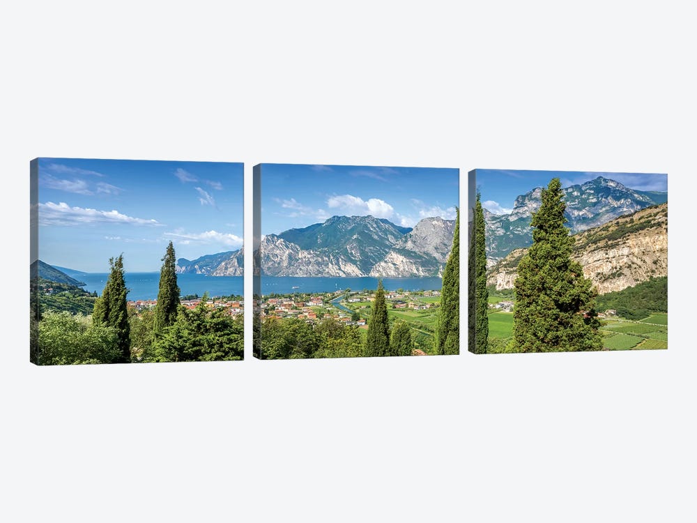 Lake Garda Heavenly Panoramic View by Melanie Viola 3-piece Canvas Art Print