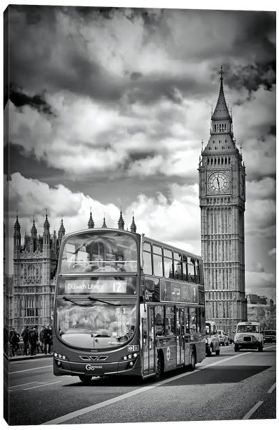 London Houses Of Parliament And Traffic Canvas Art Print - Big Ben