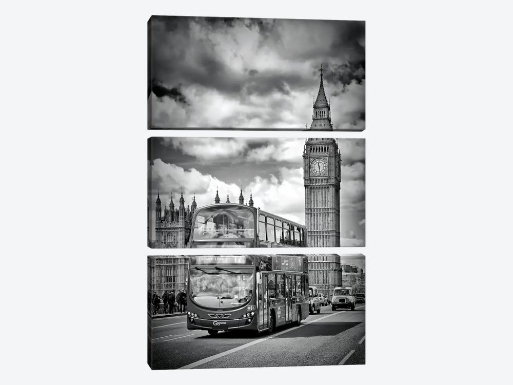London Houses Of Parliament And Traffic by Melanie Viola 3-piece Canvas Print