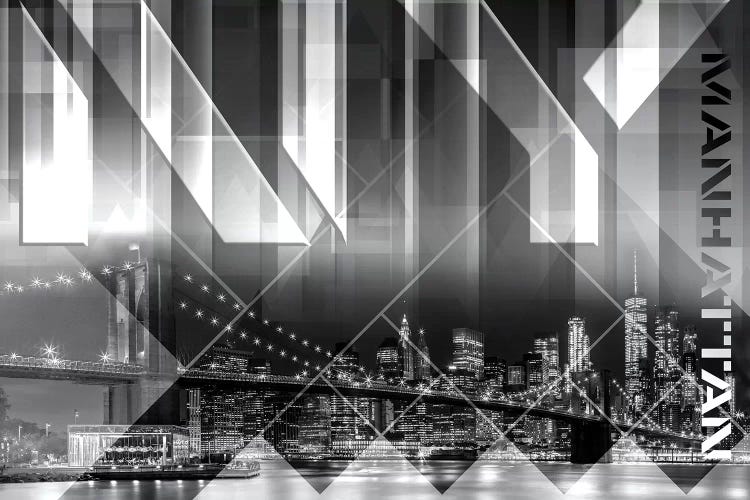 Modern Art Brooklyn Bridge & Skyline by Melanie Viola wall art