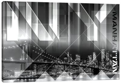 Modern Art Brooklyn Bridge & Skyline Canvas Art Print - New York City Skylines