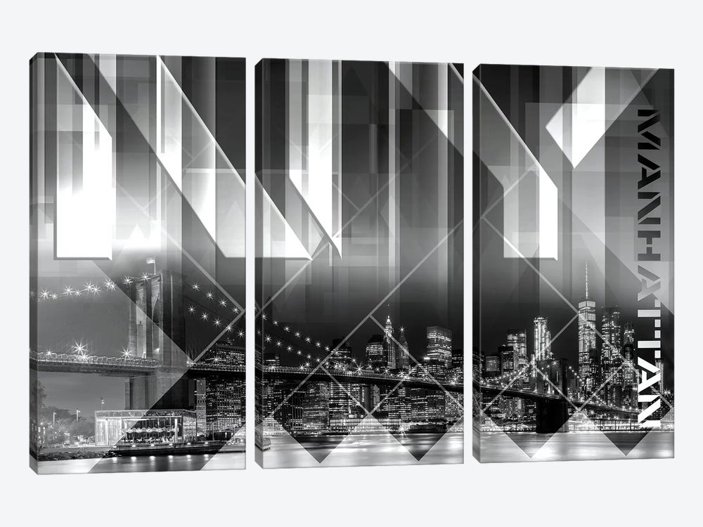 Modern Art Brooklyn Bridge & Skyline by Melanie Viola 3-piece Art Print