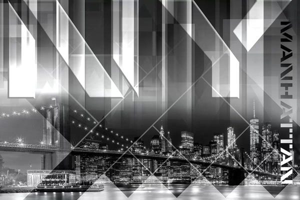 Brooklyn: Modern Art Brooklyn Bridge & Skyline by Melanie Viola