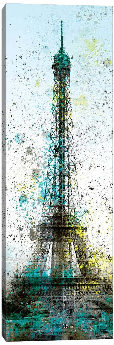 Modern Art Eiffel Tower Splashes II Canvas Art Print - Paris Photography