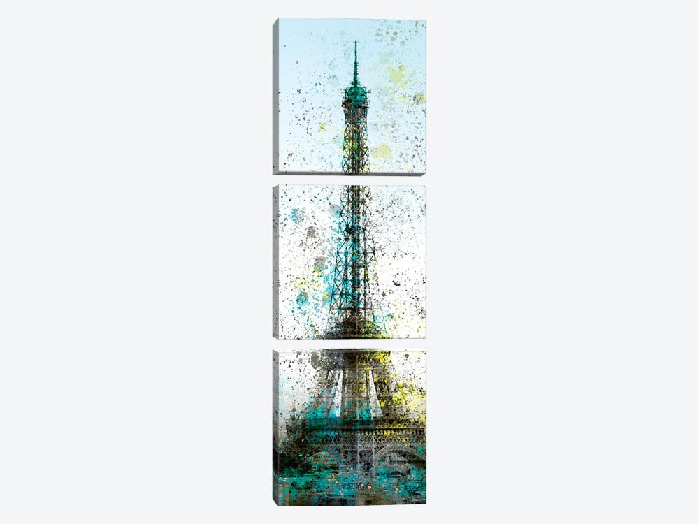 Modern Art Eiffel Tower Splashes II by Melanie Viola 3-piece Canvas Art Print