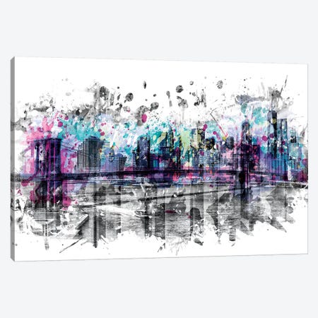 Modern Art New York City Skyline Splashes Canvas Print #MEV167} by Melanie Viola Canvas Artwork