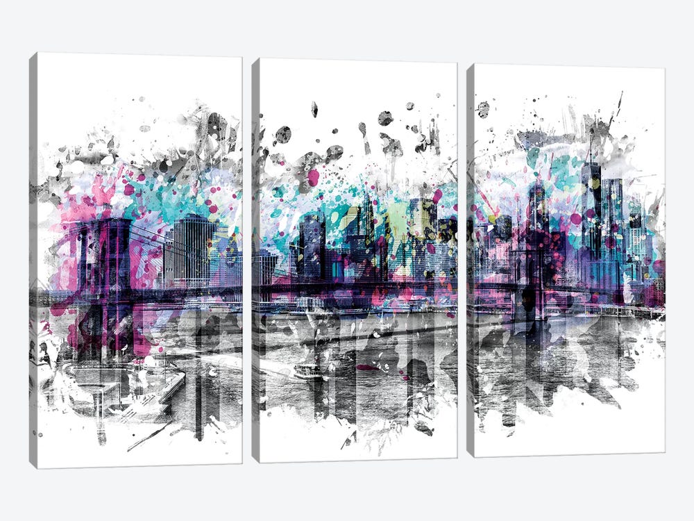 Modern Art New York City Skyline Splashes by Melanie Viola 3-piece Canvas Art