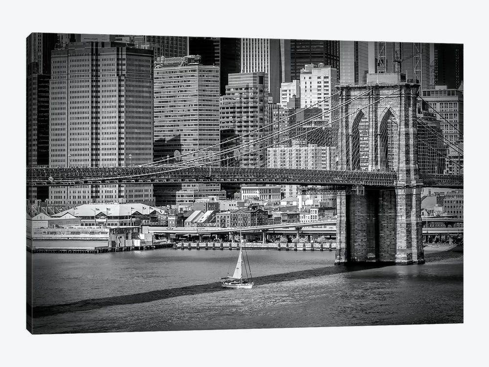 New York City Brooklyn Bridge & Manhattan Skyline by Melanie Viola 1-piece Canvas Art