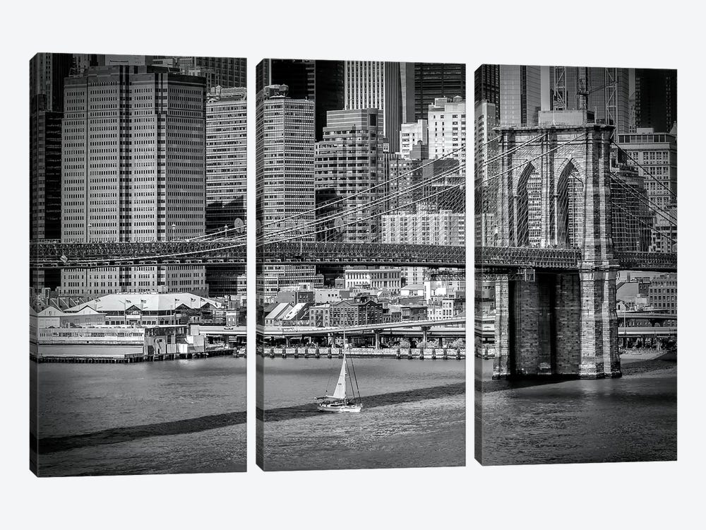 New York City Brooklyn Bridge & Manhattan Skyline by Melanie Viola 3-piece Canvas Wall Art