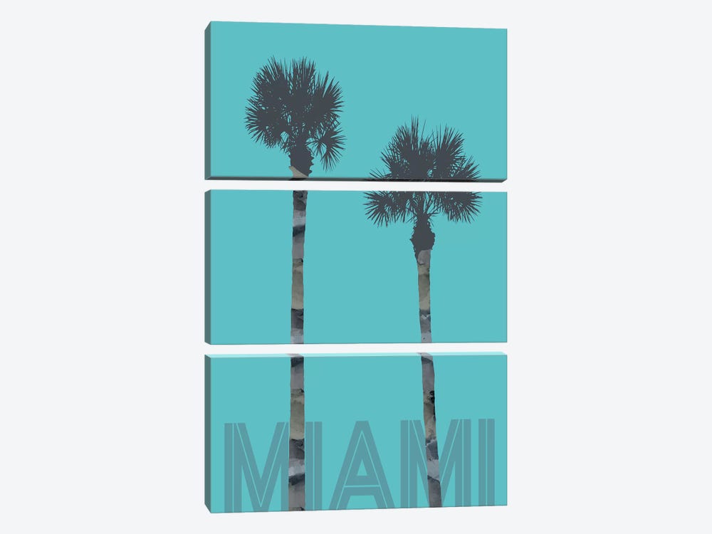 Palm Trees Miami by Melanie Viola 3-piece Canvas Wall Art