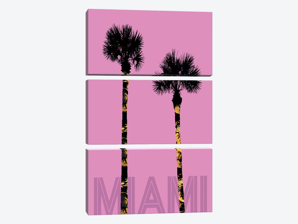 Palm Trees Miami by Melanie Viola 3-piece Canvas Art Print