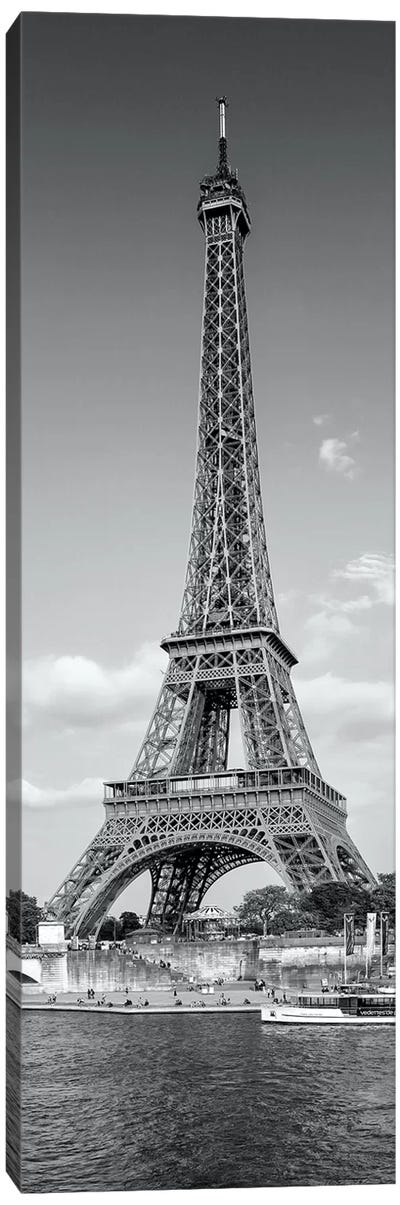 Paris Eiffel Tower & River Seine Panorama Canvas Art Print - Tower Art
