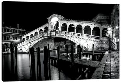 Venice Rialto Bridge At Night Canvas Art Print - Famous Bridges