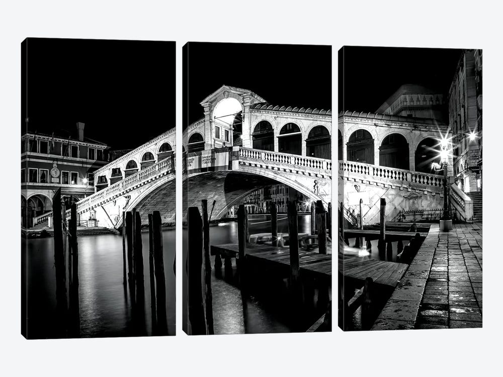 Venice Rialto Bridge At Night by Melanie Viola 3-piece Art Print