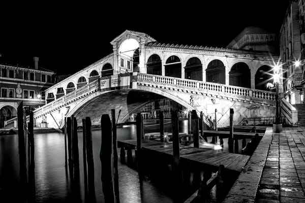 Rialto Bridge: Venice Rialto Bridge At Night by Melanie Viola