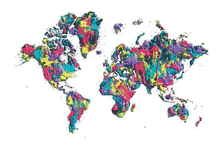 World Map Splashes by Melanie Viola wall art