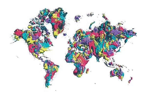 Globes: World Map Splashes by Melanie Viola
