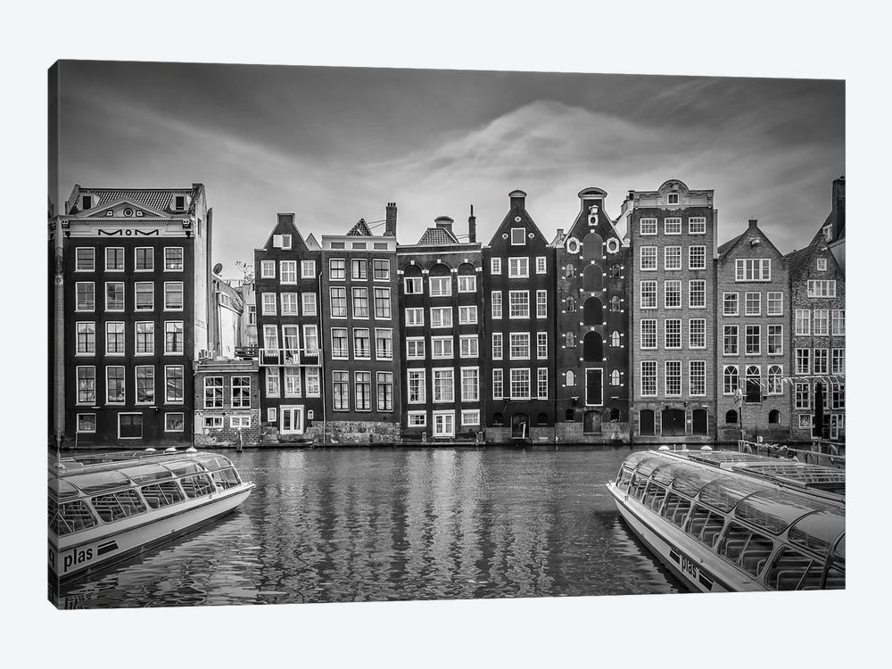 Amsterdam Damrak And Dancing Houses 1-piece Canvas Art Print