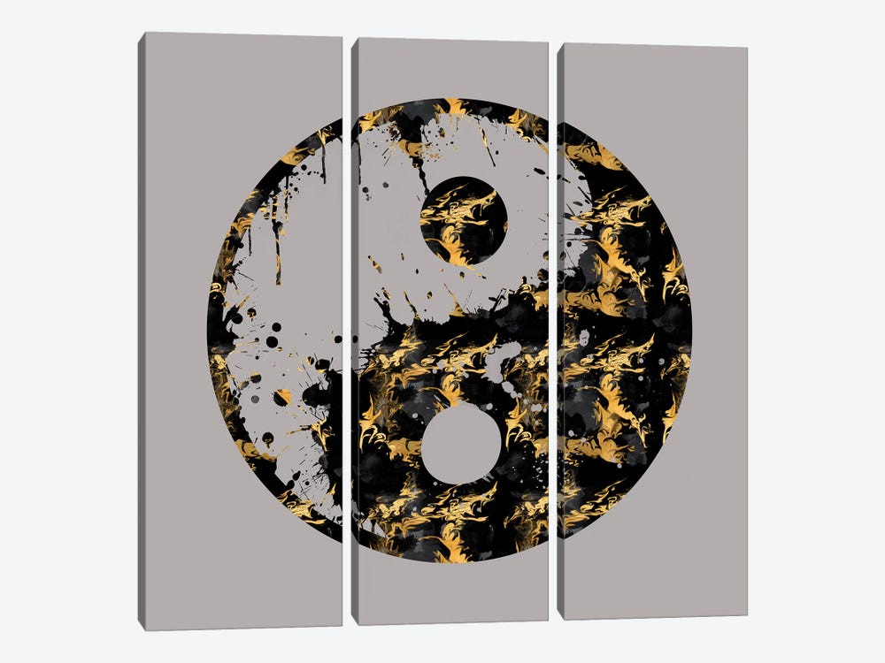 Abstract Yin And Yang Taijitu Symbol by Melanie Viola 3-piece Canvas Print