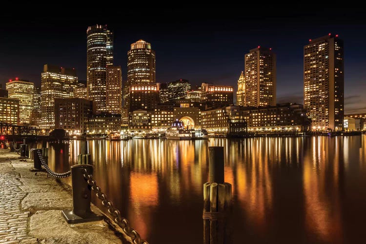 Boston Fan Pier Park & Skyline At Night by Melanie Viola wall art