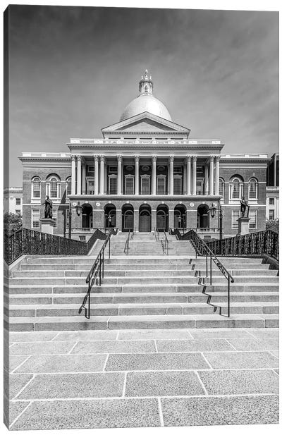 Boston Massachusetts State House Canvas Art Print - Black & White Cityscapes