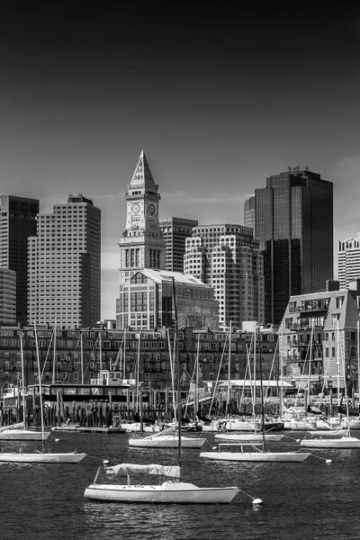 Black & White Scenic Art: Boston Skyline North End & Financial District by Melanie Viola