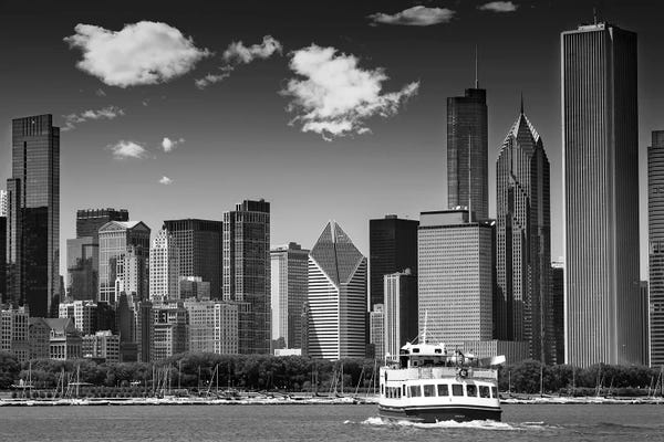 Large Black & White Art - Canvas Prints: Chicago Skyline by Melanie Viola