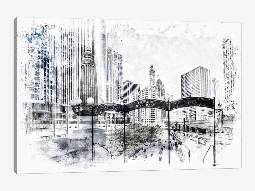 City Art Chicago Downtown by Melanie Viola 1-piece Canvas Art Print