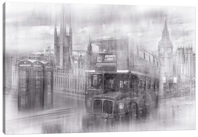 City Art London Westminster Collage Canvas Art Print - Black & White Cityscapes