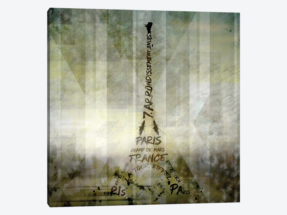 Digital Art Eiffel Tower | Geometric Mix No.1 by Melanie Viola 1-piece Canvas Artwork
