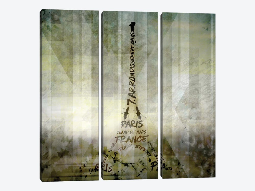 Digital Art Eiffel Tower | Geometric Mix No.1 by Melanie Viola 3-piece Canvas Art