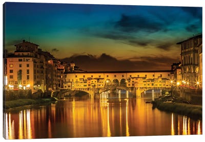 Florence Ponte Vecchio At Sunset Canvas Art Print - Tuscany Art