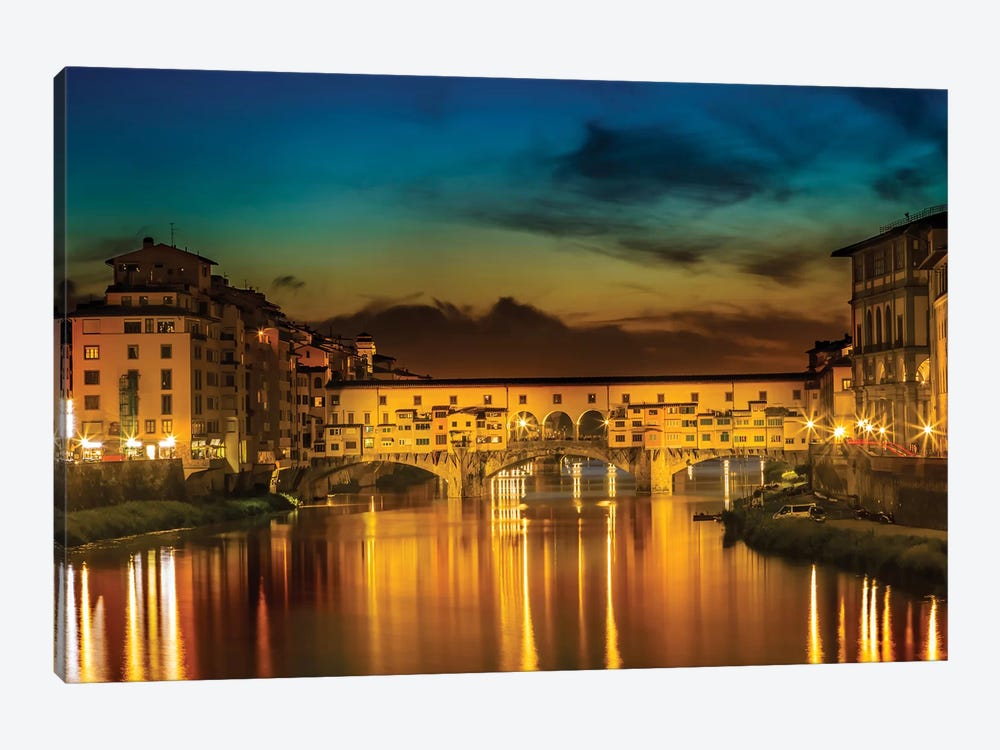 Florence Ponte Vecchio At Sunset by Melanie Viola 1-piece Canvas Wall Art