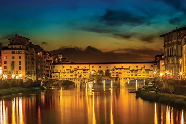 Tuscany: Florence Ponte Vecchio At Sunset by Melanie Viola