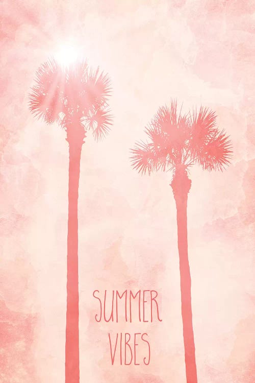 Graphic Art Palm Trees Summer Vibes | Living Coral by Melanie Viola wall art