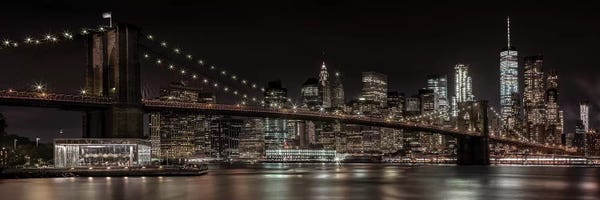 Bridges: Manhattan Skyline & Brooklyn Bridge Idyllic Nightscape by Melanie Viola